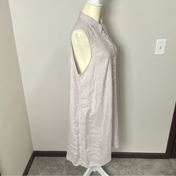 Sigrid Olsen 100% Linen Beige Sleeveless Beachy Shirt Dress Women's Size 1X - Picture 11 of 14
